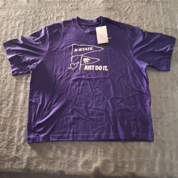 Women's Nike Just Do It K-State Wildcats T-Shirt Loose Fit Size Medium Purple - Picture 1 of 7